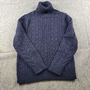 Todd Snyder Cotton Wool Alpaca Cableknit Turtleneck Sweater size M Blue